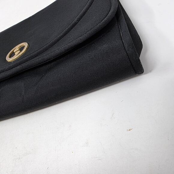 Vintage 70s Gucci Blondie GG Canvas Purse Clutch Brass Chain Made in Italy Black - Picture 10 of 14